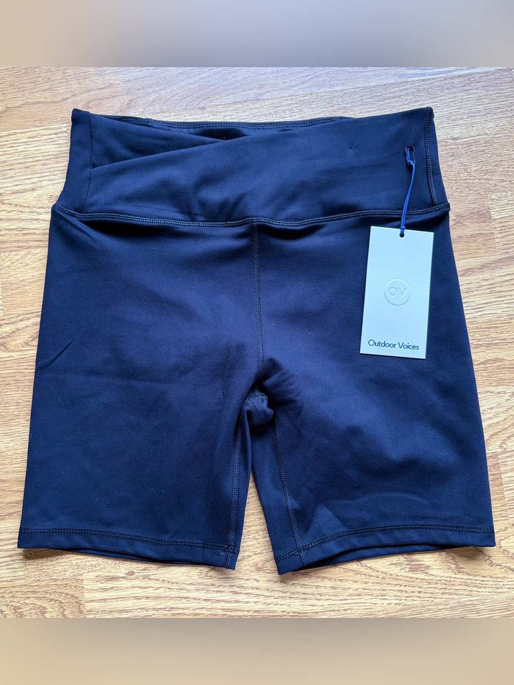 Outdoor Voices Black High-Rise 7in Bike Crossover Shorts Compression Sz L NEW